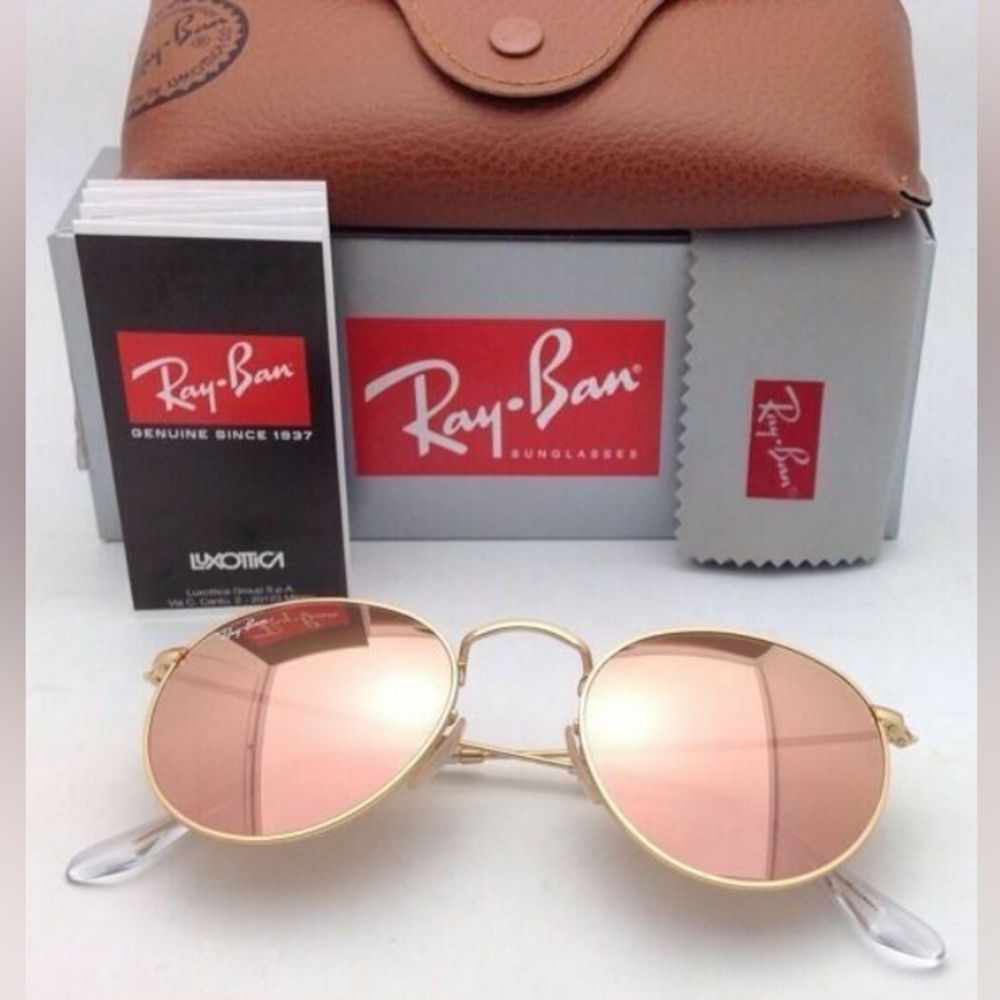 LIKE NEW Ray Ban Round Metal Pink Flash RB3447 Men /Women Sunglasses - Picture 5 of 16
